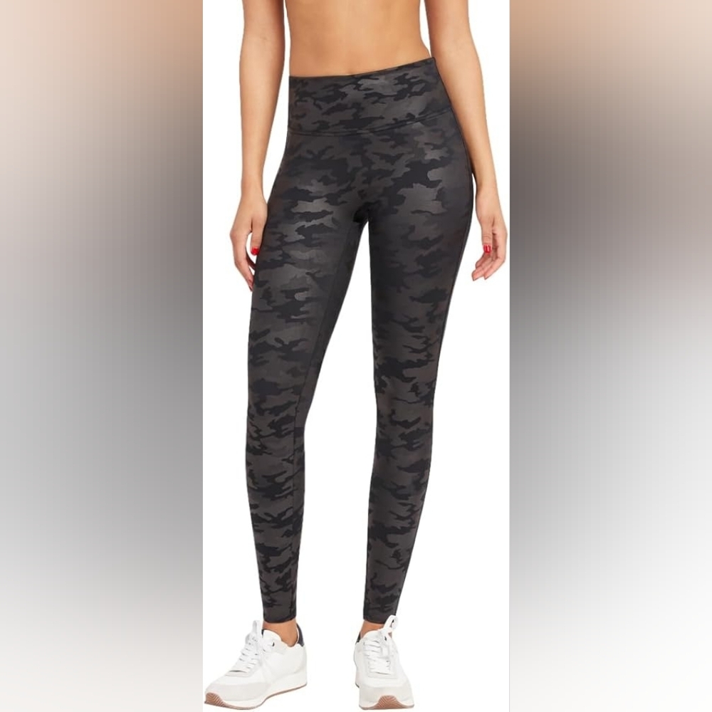 Spanx Faux Leather Camo Legging Matte Black